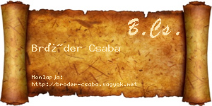 Bröder Csaba névjegykártya